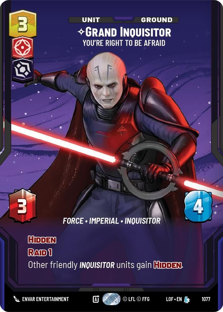 Image for Grand Inquisitor - You're Right to Be Afraid (Prestige Foil) (1077) (Legends of the Force) - Star Wars: Unlimited