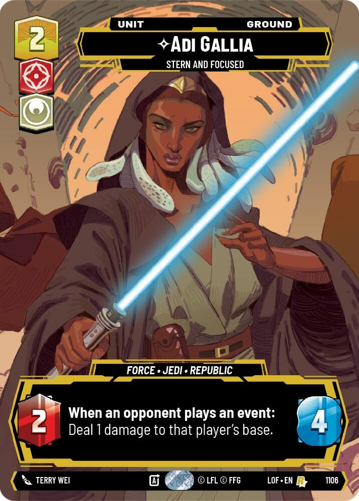 Image for Adi Gallia - Stern and Focused (Prestige Foil) (1106) (Legends of the Force) - Star Wars: Unlimited