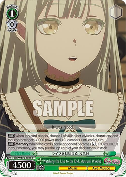 Image for Watching the Live to the End, Mutsumi Wakaba (BD/W125-E018 C) (MyGO!!!!! x Ave Mujica) - Weiss Schwarz