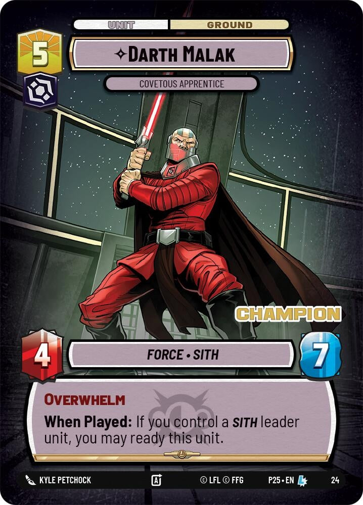 Image for Darth Malak - Covetous Apprentice (Champion) (24) (Organized Play Promos) - Star Wars: Unlimited