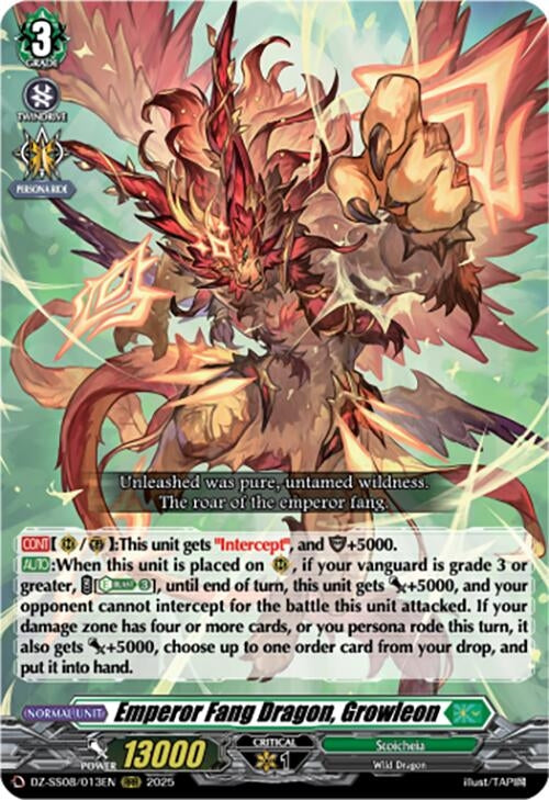 Image for Emperor Fang Dragon, Growleon (RRR) (DZ-SS08/013EN) (DZ-SS08: Festival Booster 2025) - Cardfight Vanguard