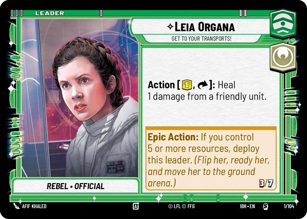 Image for Leia Organa - Get To Your Transports! (1/104) (Intro Battle: Hoth) - Star Wars: Unlimited