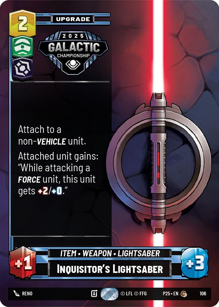 Image for Inquisitor's Lightsaber (106) (Organized Play Promos) - Star Wars: Unlimited