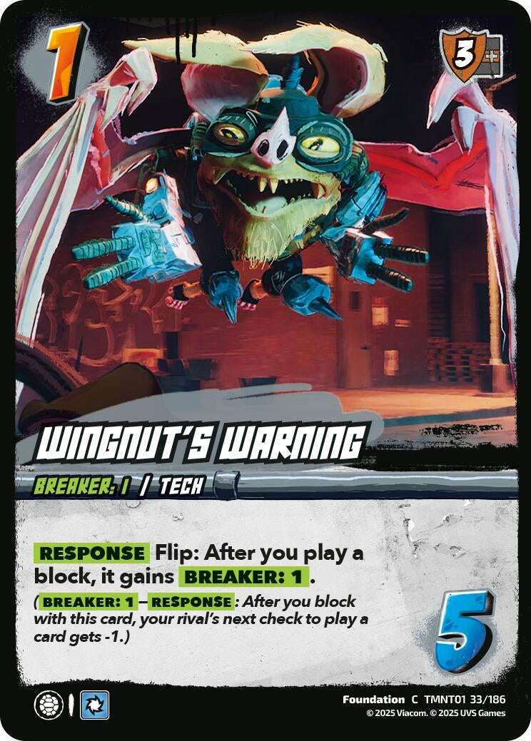 Wingnut's Warning (TMNT01 33/186) (Teenage Mutant Ninja Turtles)