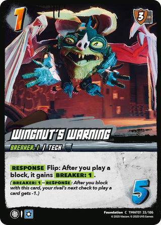 Wingnut's Warning (TMNT01 33/186) (Teenage Mutant Ninja Turtles)