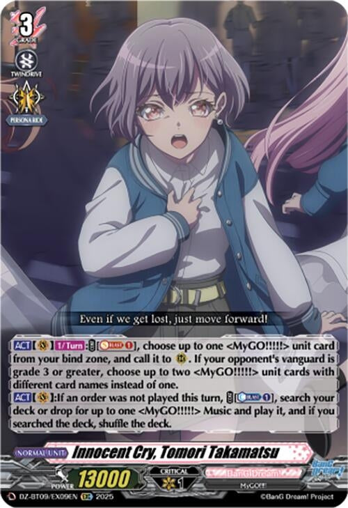 Image for Innocent Cry, Tomori Takamatsu (EXRRR) (DZ-BT09/EX09EN) (DZ-BT09: Super Brave Detonation) - Cardfight Vanguard