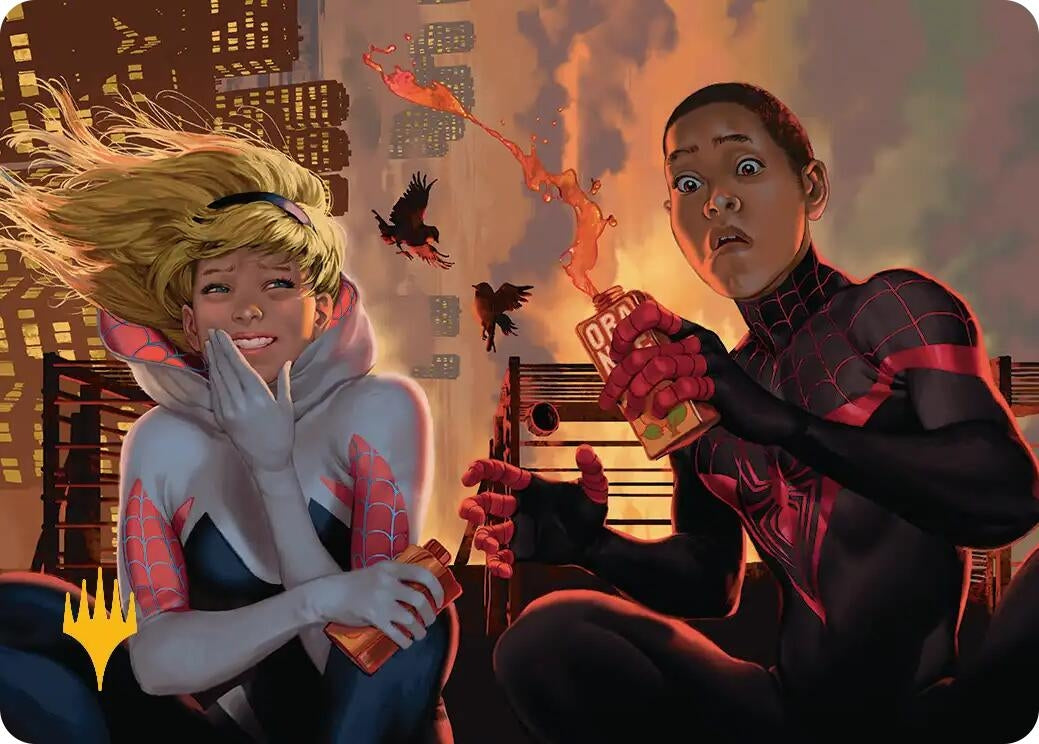 Heroes' Hangout Art Card (Gold-Stamped Planeswalker Symbol) (14) (Art Series: Marvel's Spider-Man)