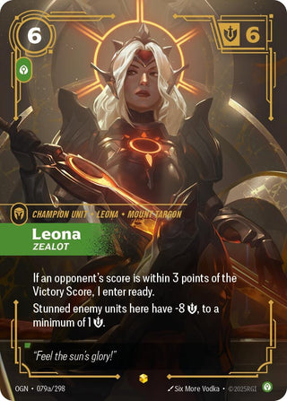 Image for Leona - Zealot (Alternate Art) (079a/298) (Origins) - Riftbound: League of Legends Trading Card Game