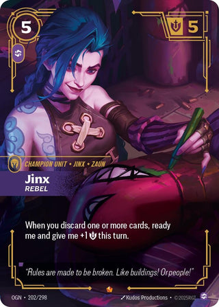 Image for Jinx - Rebel (202/298) (Origins) - Riftbound: League of Legends Trading Card Game