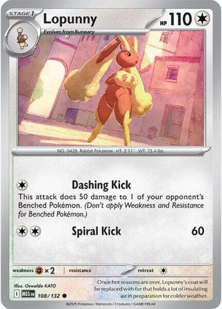 Image for Lopunny (108/132) (ME01: Mega Evolution) - Pokemon