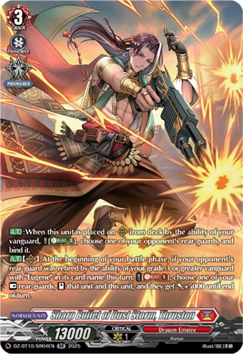 Image for Sharp Bullet of Dust Storm, Thruston (SR) (DZ-BT10/SR04EN) (DZ-BT10: Dragonsoul Resonance) - Cardfight Vanguard