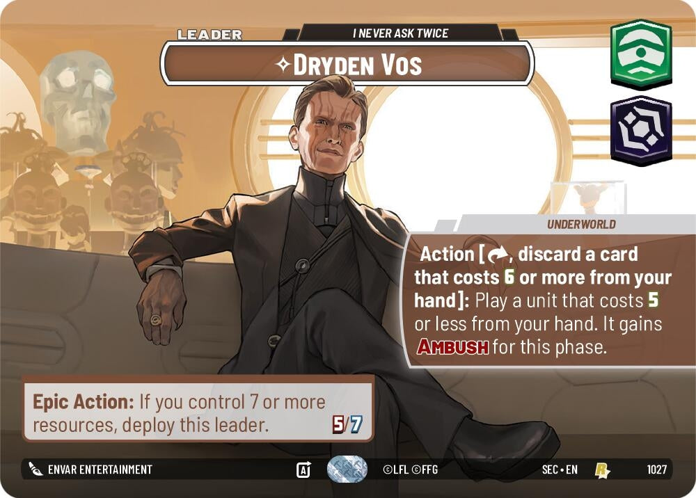 Image for Dryden Vos - I Never Ask Twice (Showcase) (1027) (Secrets of Power) - Star Wars: Unlimited