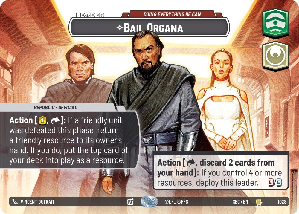 Image for Bail Organa - Doing Everything He Can (Showcase) (1028) (Secrets of Power) - Star Wars: Unlimited