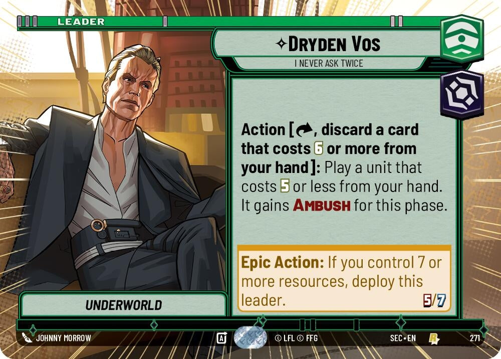 Image for Dryden Vos - I Never Ask Twice (Hyperspace) (271) (Secrets of Power) - Star Wars: Unlimited