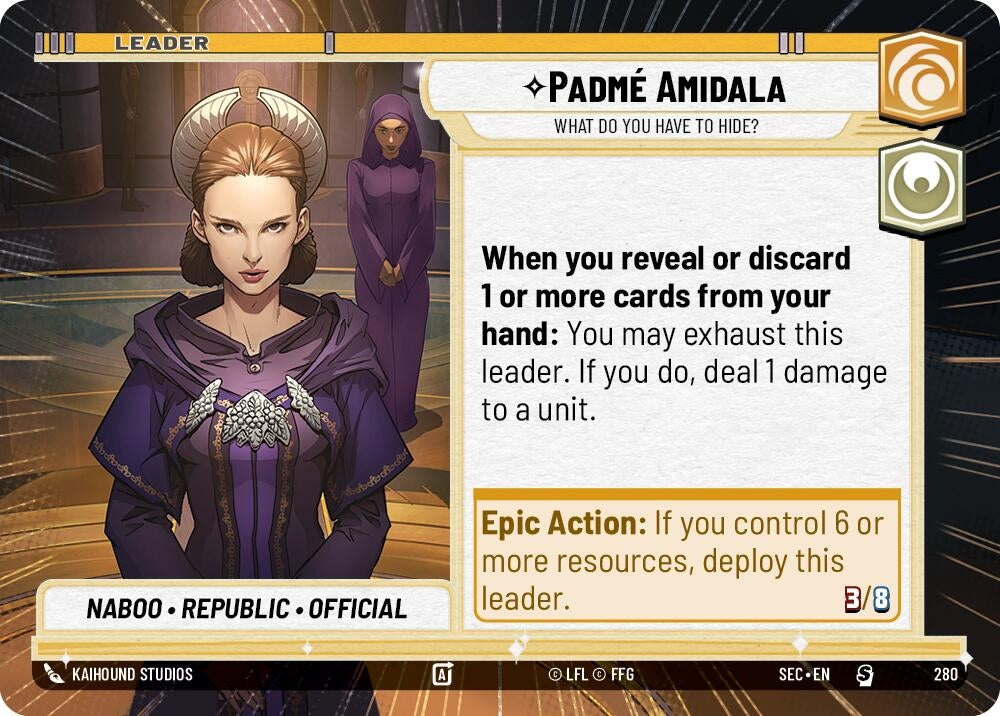 Image for Padmé Amidala - What Do You Have to Hide? (Hyperspace) (280) (Secrets of Power) - Star Wars: Unlimited
