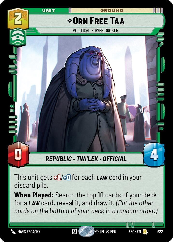 Image for Orn Free Taa - Political Power Broker (Foil) (622) (Secrets of Power) - Star Wars: Unlimited
