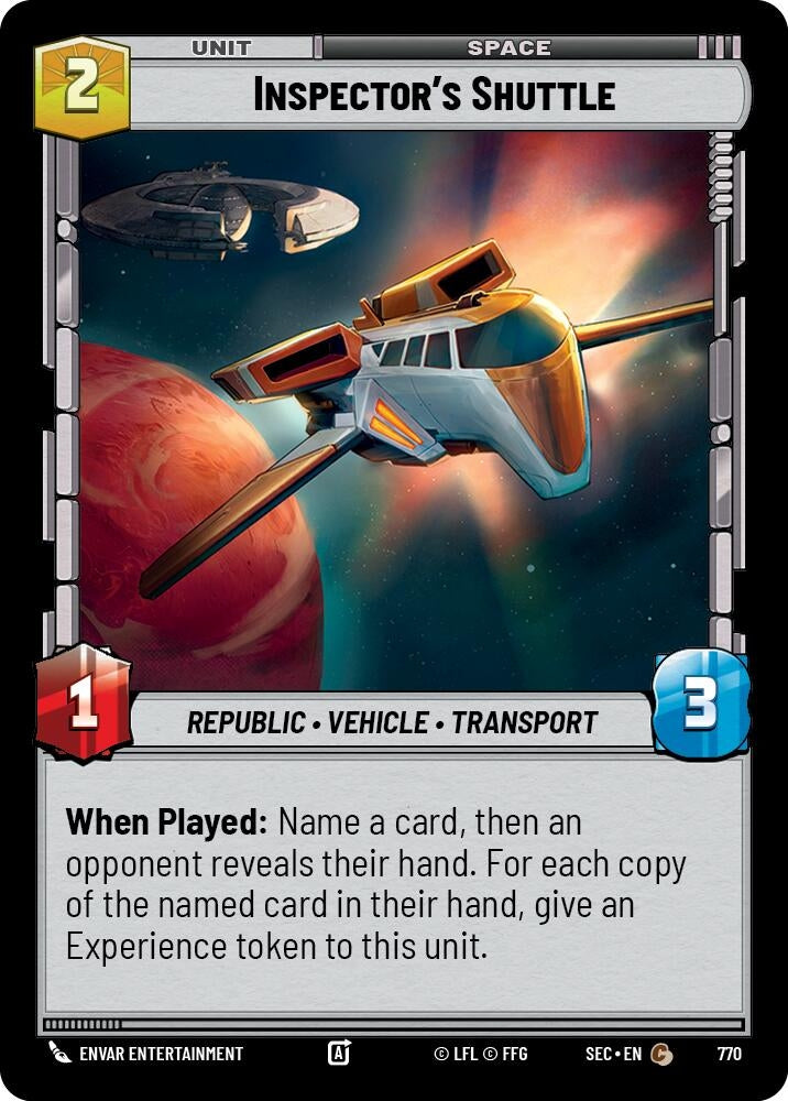 Image for Inspector's Shuttle (Foil) (770) (Secrets of Power) - Star Wars: Unlimited