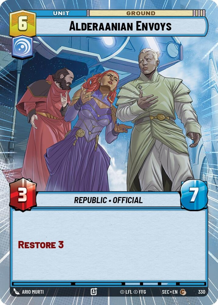 Image for Alderaanian Envoys (Hyperspace) (330) (Secrets of Power) - Star Wars: Unlimited