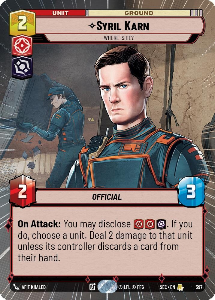 Image for Syril Karn - Where Is He? (Hyperspace) (397) (Secrets of Power) - Star Wars: Unlimited