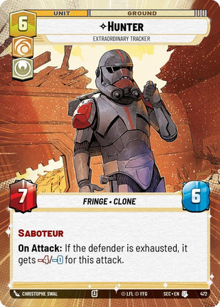 Image for Hunter - Extraordinary Tracker (Hyperspace) (472) (Secrets of Power) - Star Wars: Unlimited