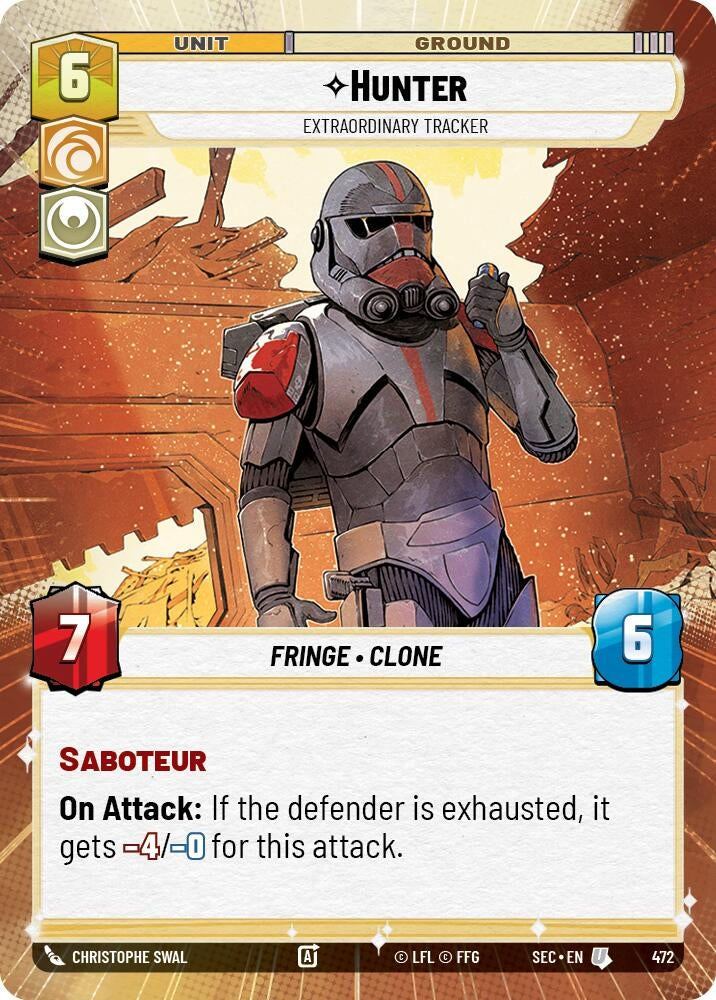 Image for Hunter - Extraordinary Tracker (Hyperspace) (472) (Secrets of Power) - Star Wars: Unlimited