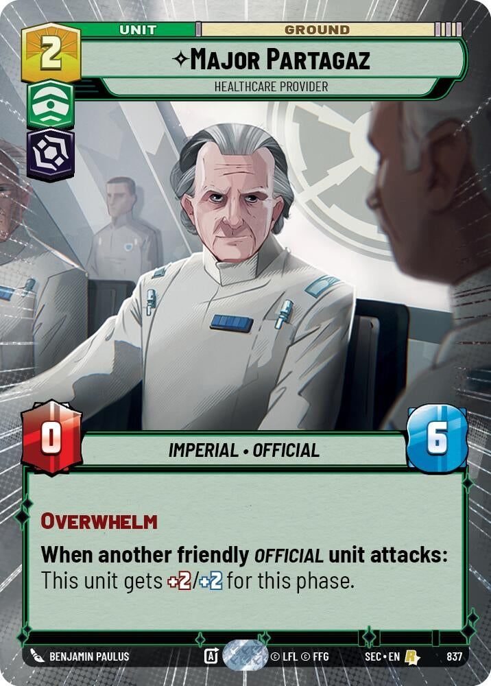 Image for Major Partagaz - Healthcare Provider (Hyperspace Foil) (837) (Secrets of Power) - Star Wars: Unlimited