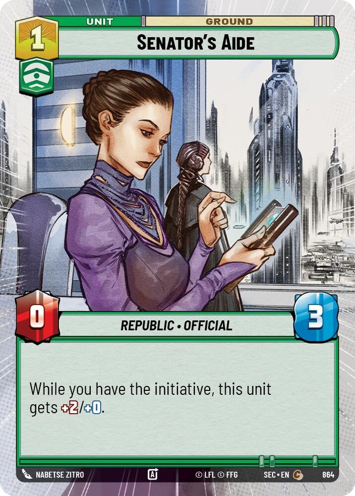 Image for Senator's Aide (Hyperspace Foil) (864) (Secrets of Power) - Star Wars: Unlimited