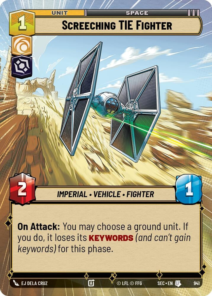 Image for Screeching TIE Fighter (Hyperspace Foil) (941) (Secrets of Power) - Star Wars: Unlimited