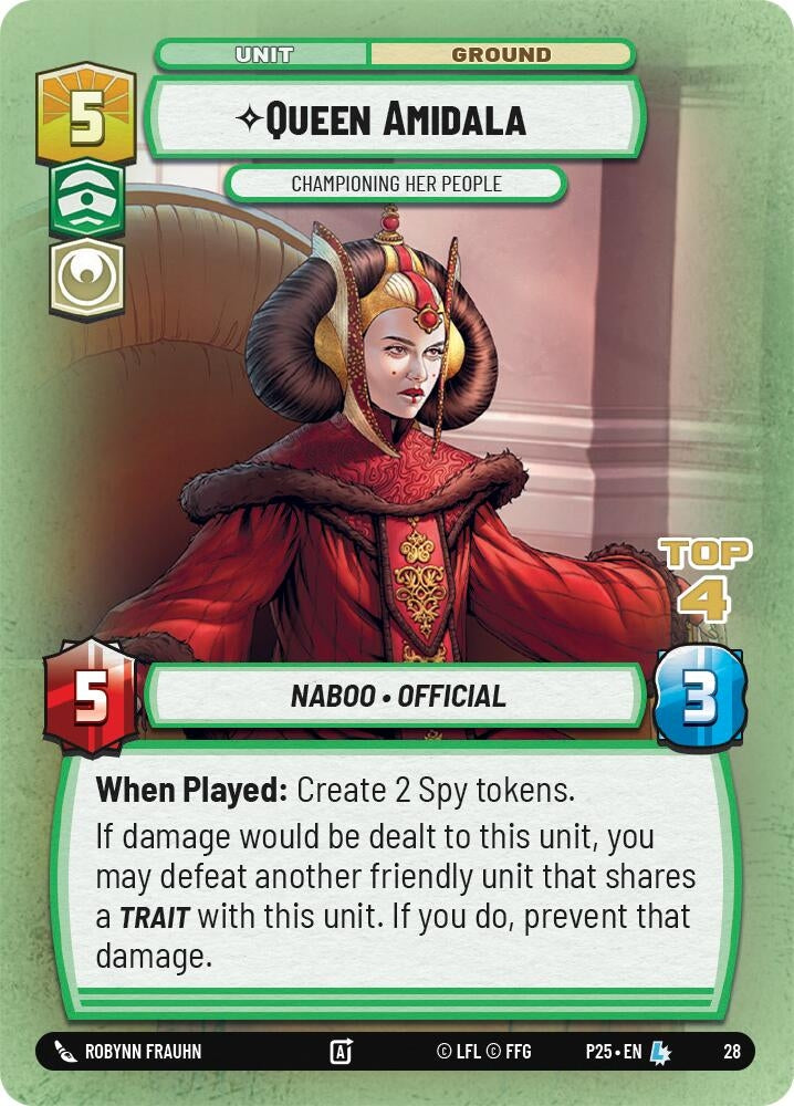 Image for Queen Amidala - Championing Her People (Top 4) (28) (Organized Play Promos) - Star Wars: Unlimited