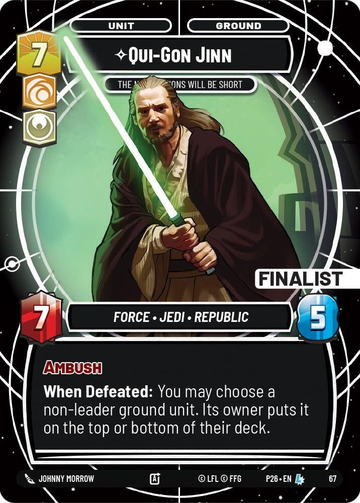 Image for Qui-Gon Jinn - The Negotiations Will Be Short (Finalist) (67) (Sector and Regional Promos: Season 1) - Star Wars: Unlimited