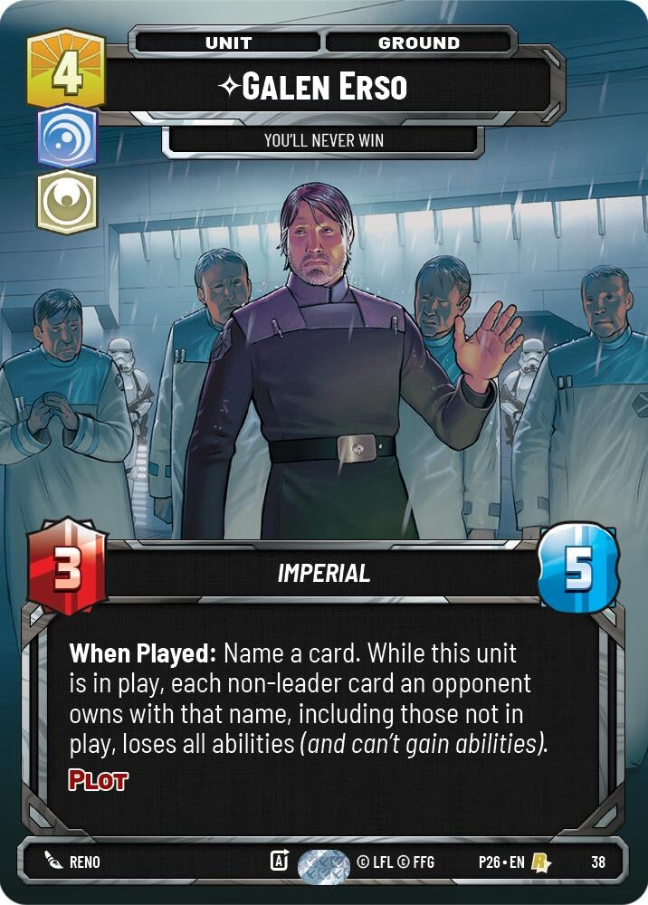 Image for Galen Erso - You'll Never Win (38) (38) (Sector and Regional Promos: Season 1) - Star Wars: Unlimited