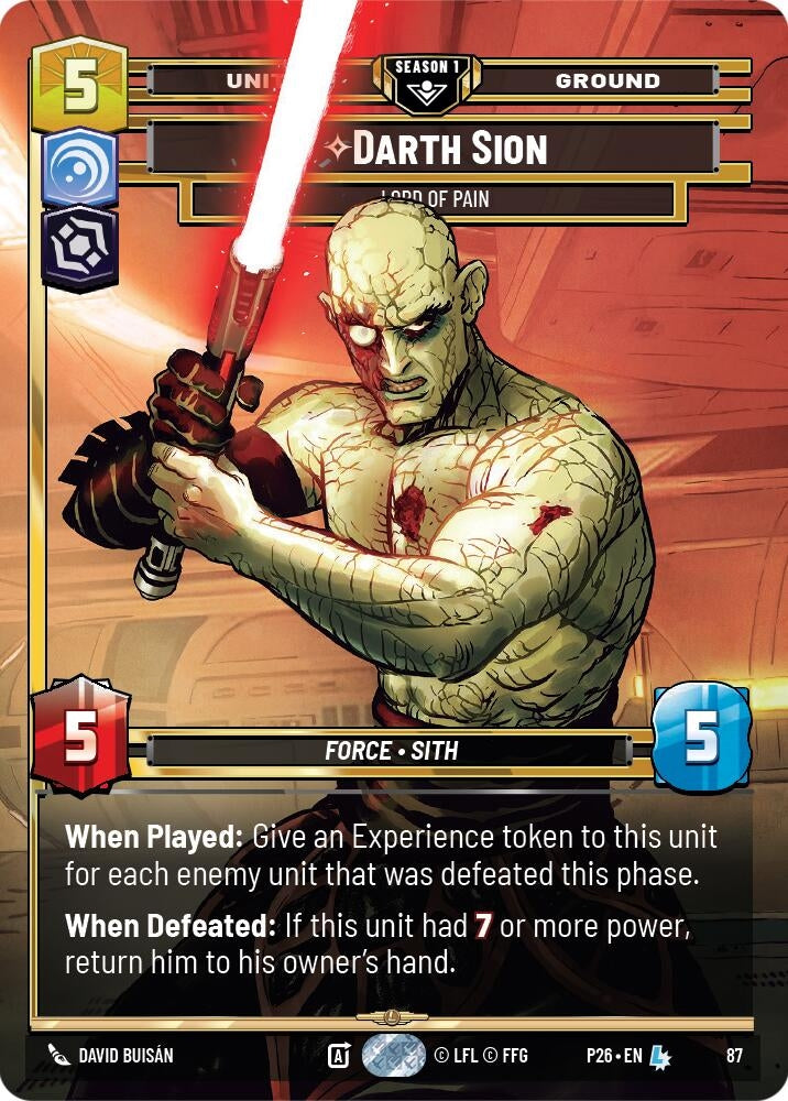 Image for Darth Sion - Lord of Pain (87) (87) (Sector and Regional Promos: Season 1) - Star Wars: Unlimited
