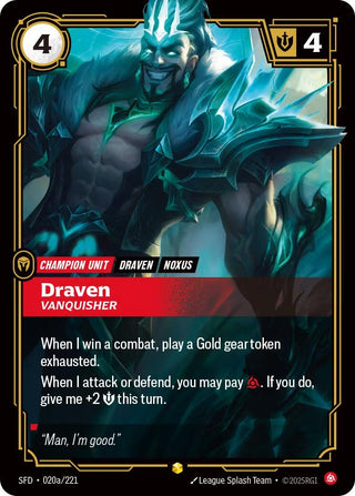 Image for Draven - Vanquisher (Alternate Art) (020a/221) (Spiritforged) - Riftbound: League of Legends Trading Card Game