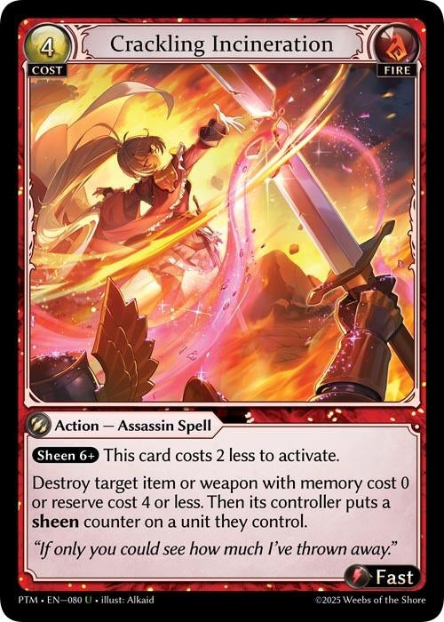 Image for Crackling Incineration (080) (Phantom Monarchs) - Grand Archive TCG