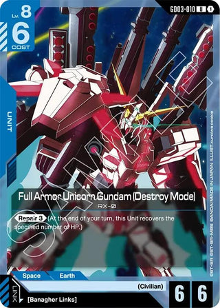 Image for Full Armor Unicorn Gundam (Destroy Mode) (GD03-010) (Steel Requiem) - Gundam Card Game