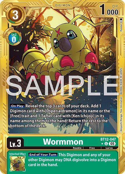 Image for Wormmon - BT12-047 (Gold Border) (BT12-047 U) (Advanced Booster Digimon Generation) - Digimon Card Game