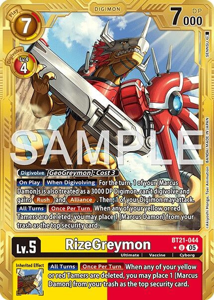 Image for RizeGreymon - BT21-044 (Gold Border) (BT21-044 U) (Advanced Booster Digimon Generation) - Digimon Card Game