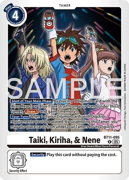 Image for Taiki, Kiriha, & Nene (Reprint) (BT11-095 R) (Advanced Booster Digimon Generation) - Digimon Card Game