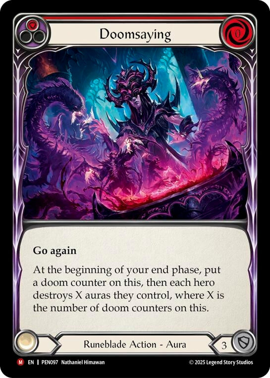 Image for Doomsaying (Red) (PEN097) (Compendium of Rathe) - Flesh and Blood TCG