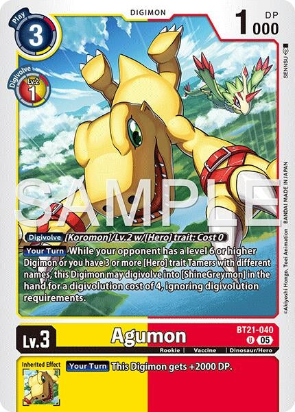 Image for Agumon - BT21-040 (Reprint) (BT21-040 U) (Advanced Booster Digimon Generation) - Digimon Card Game