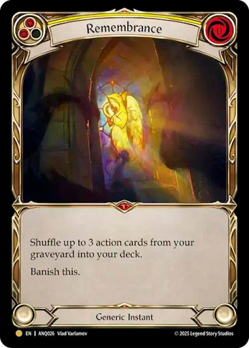 Image for Remembrance (Yellow) (ANQ026) (ANQ026) (Compendium of Rathe - Antiquity Pack) - Flesh and Blood TCG