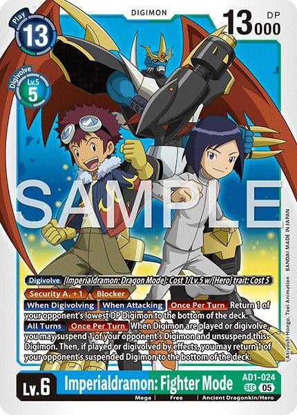 Image for Imperialdramon: Fighter Mode - AD1-024 (AD1-024 SEC) (Advanced Booster Digimon Generation) - Digimon Card Game