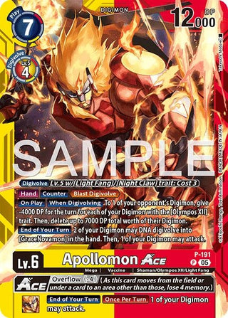Image for Apollomon ACE (P-191 P) (Limited Card Pack -Another Knight-) - Digimon Card Game