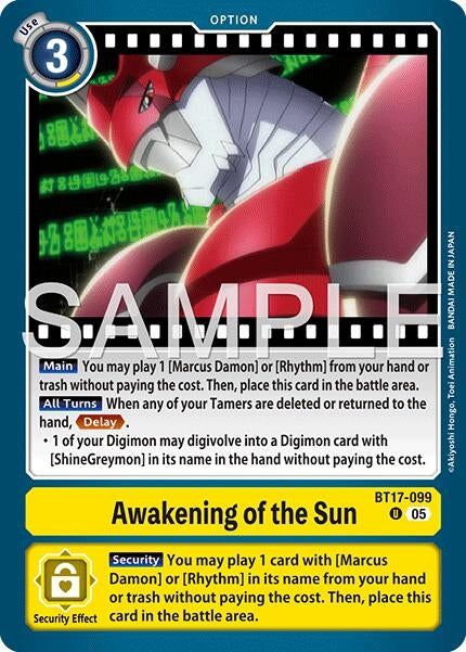 Image for Awakening of the Sun (Reprint) (BT17-099 U) (Advanced Booster Digimon Generation) - Digimon Card Game