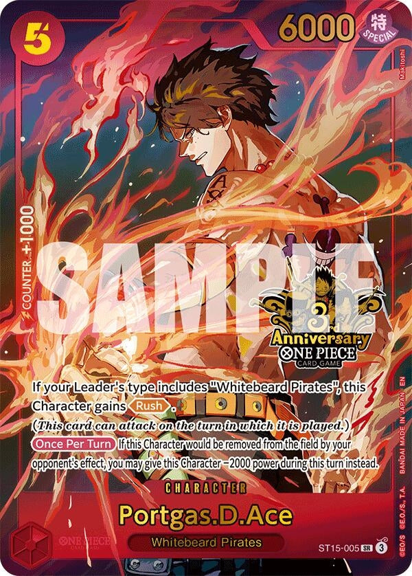Image for Portgas.D.Ace (Japanese Version 3rd Anniversary Set) (ST15-005) (One Piece Promotion Cards) - One Piece Card Game