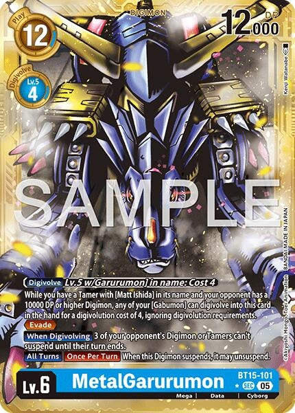 Image for MetalGarurumon (Gold Border) (BT15-101 SEC) (Advanced Booster Digimon Generation) - Digimon Card Game