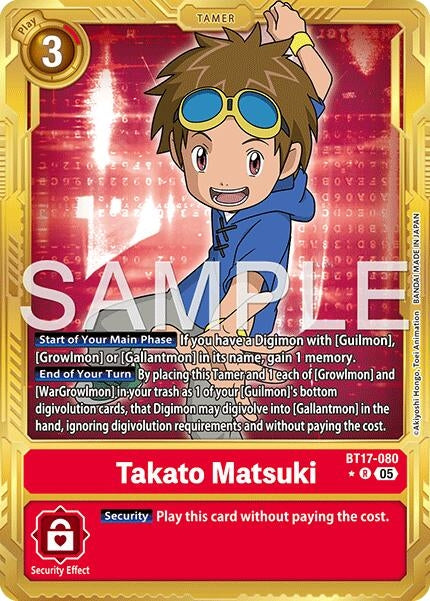 Image for Takato Matsuki - BT17-080 (Gold Border) (BT17-080 R) (Advanced Booster Digimon Generation) - Digimon Card Game