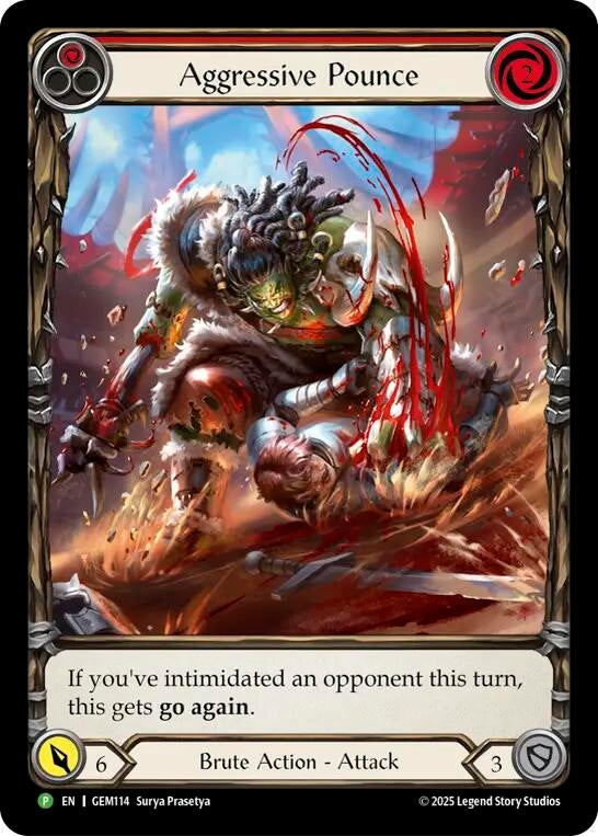 Image for Aggressive Pounce (Red) (GEM114) (GEM Pack 4) - Flesh and Blood TCG