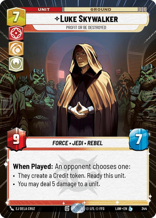Image for Luke Skywalker - Profit or Be Destroyed (Hyperspace) (344) (A Lawless Time) - Star Wars: Unlimited