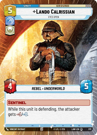 Image for Lando Calrissian - Eyes Open (Hyperspace) (372) (A Lawless Time) - Star Wars: Unlimited
